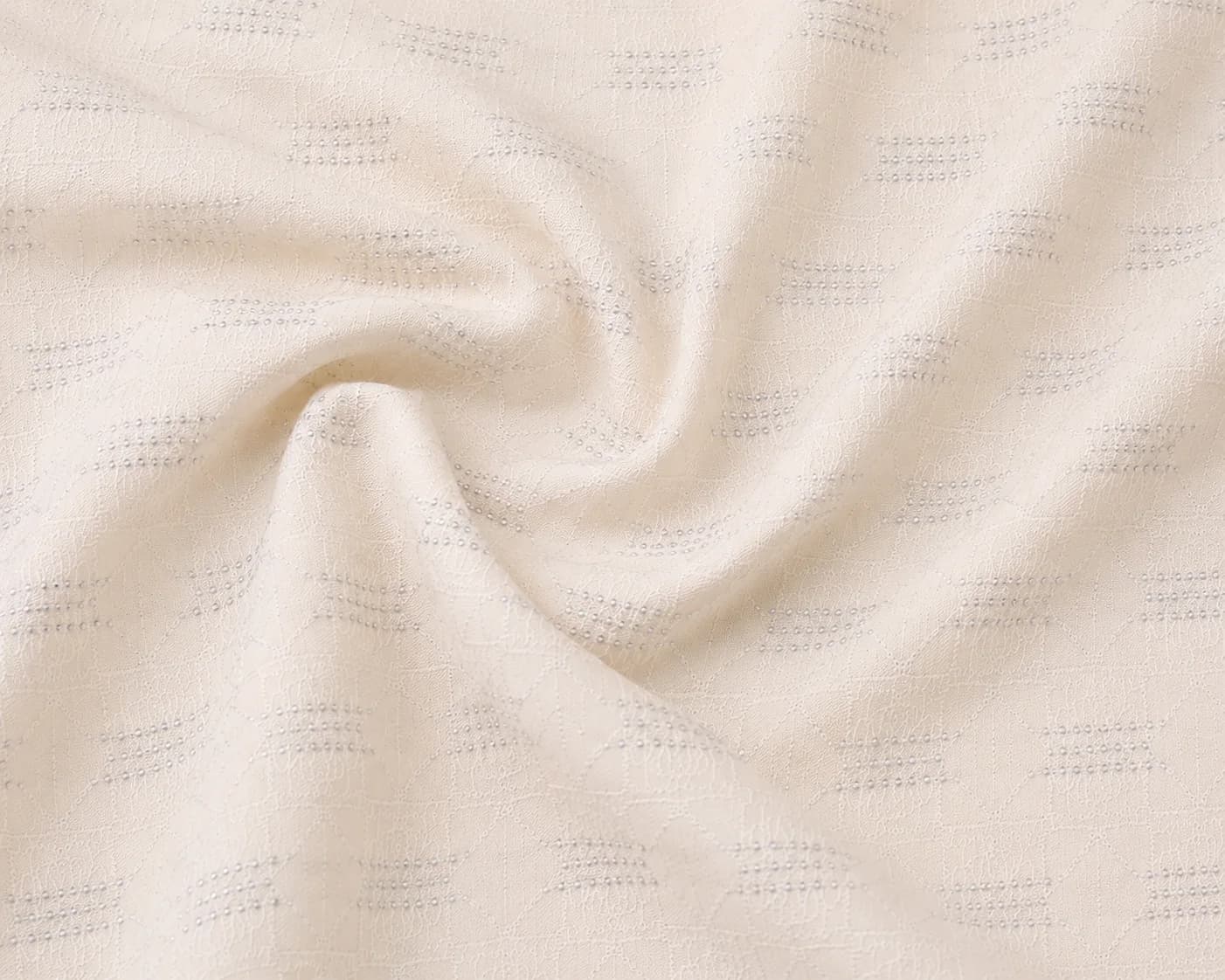 Off-White Poly Cotton Sequin Textured Fabric Macro