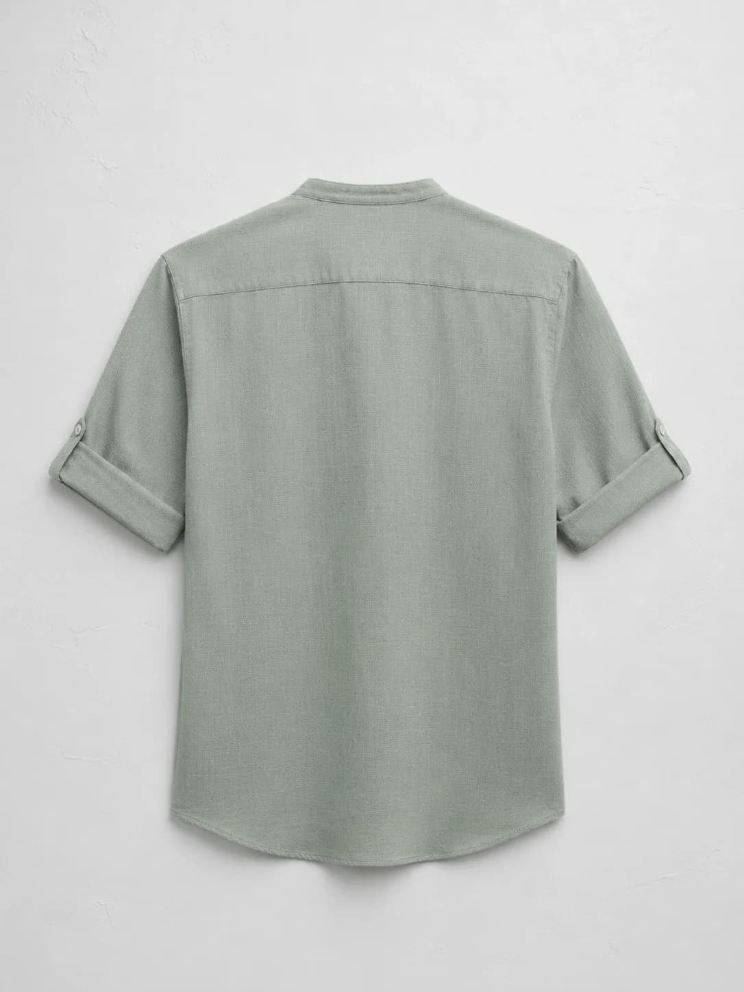 Olive Green Linen Kurta Shirt Side