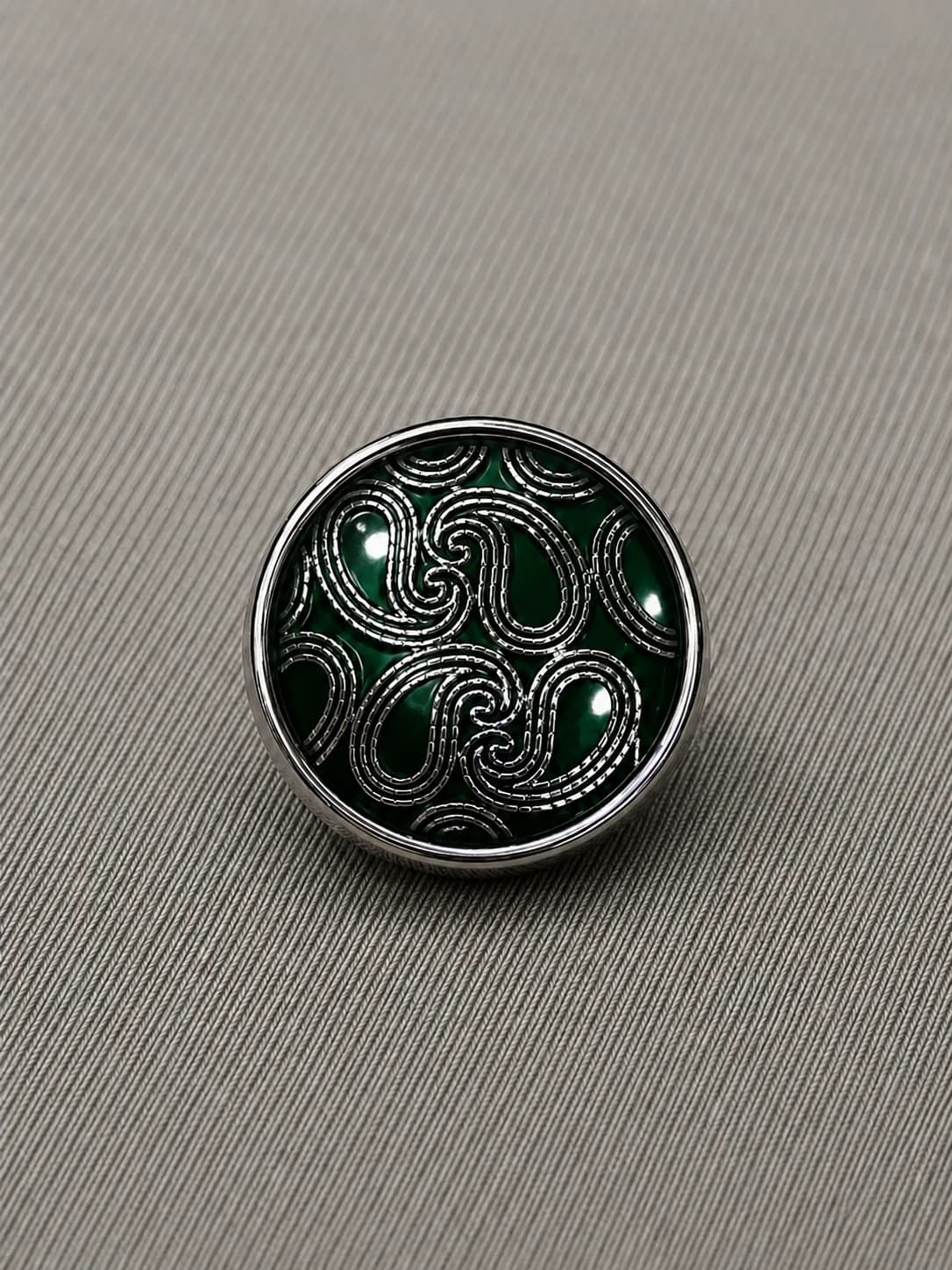 Ornamental Engraved Metal Button – Gloss Finish front