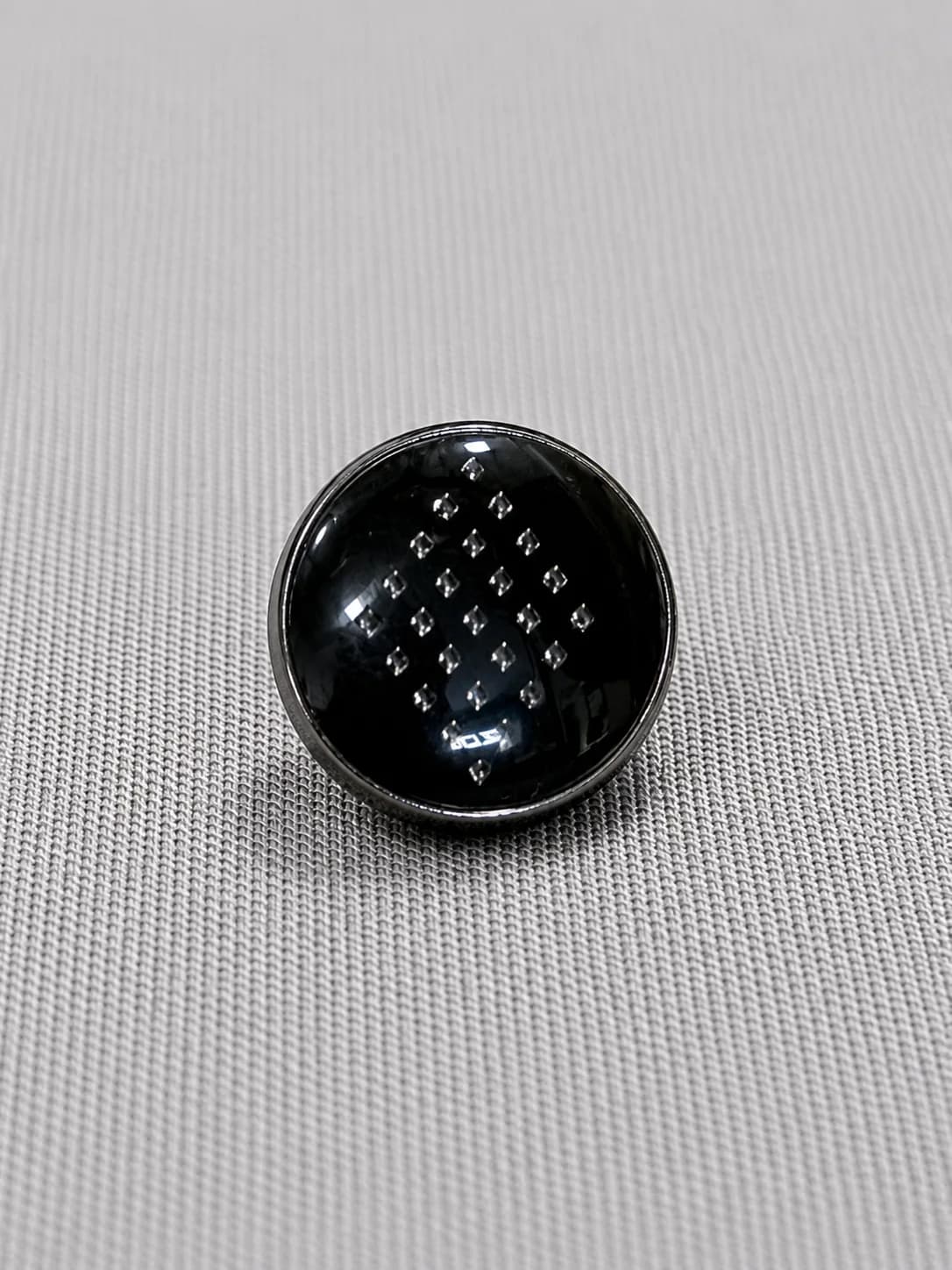 Premium Glossy Gunmetal Textured Metal Shank Button overview