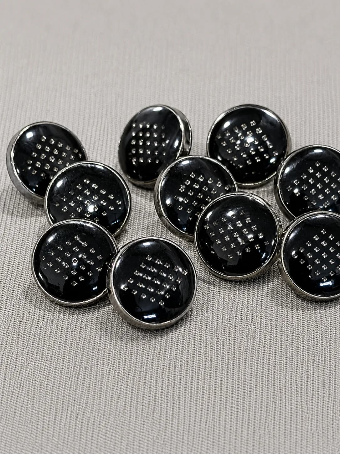 Premium Glossy Gunmetal Textured Metal Shank Button front