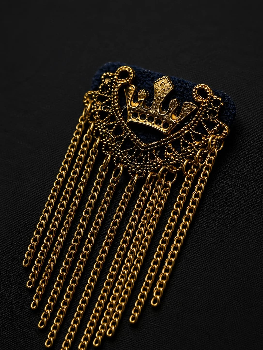 Royal Crown Tassel Brooch Side