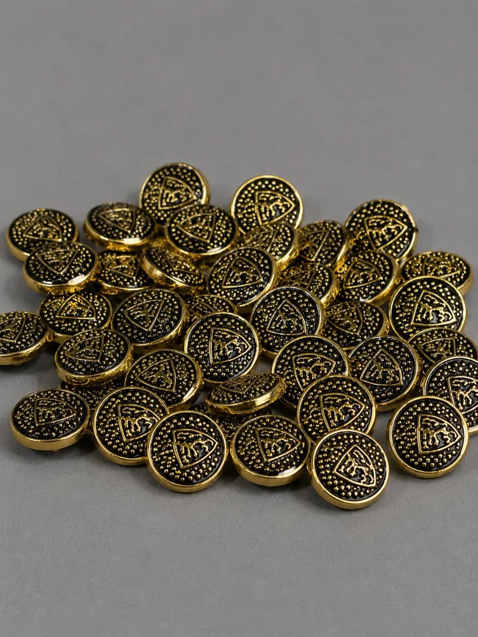 Royal Shield Metal Button – Black & Gold Finish