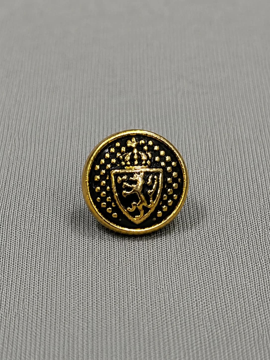 Royal Shield Metal Button – Black & Gold Finish front
