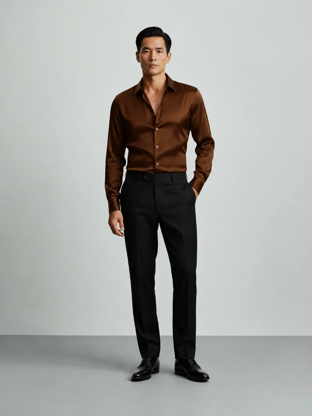 satin Brown Premium Casual Shirt front