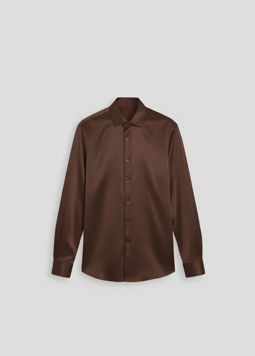 satin Brown Premium Casual Shirt Side