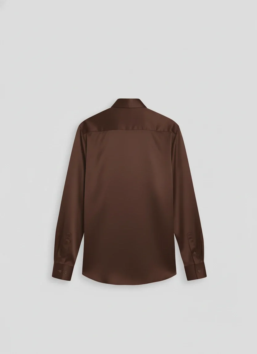 satin Brown Premium Casual Shirt Back