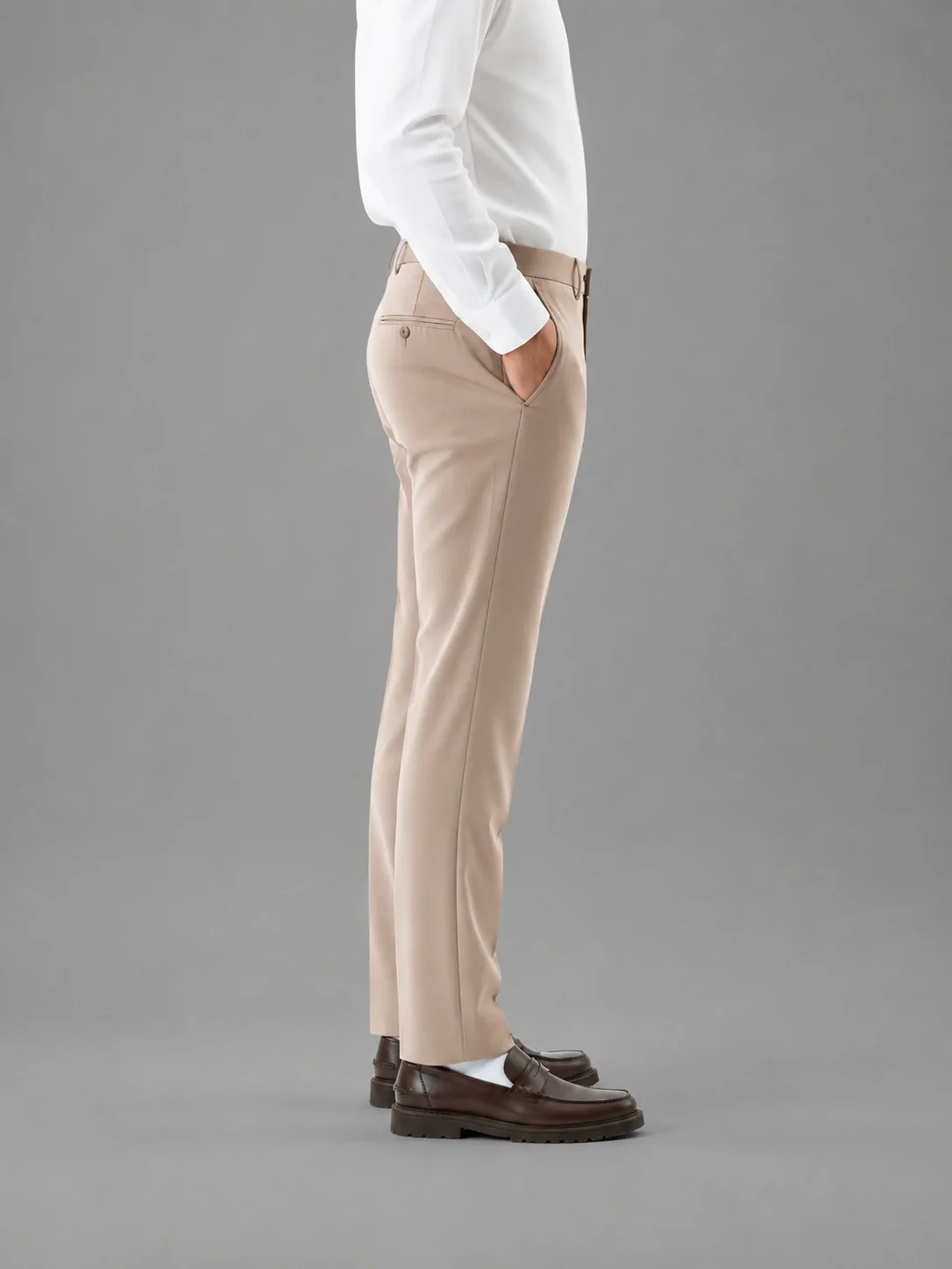 Slim Fit Beige Pant: Side
