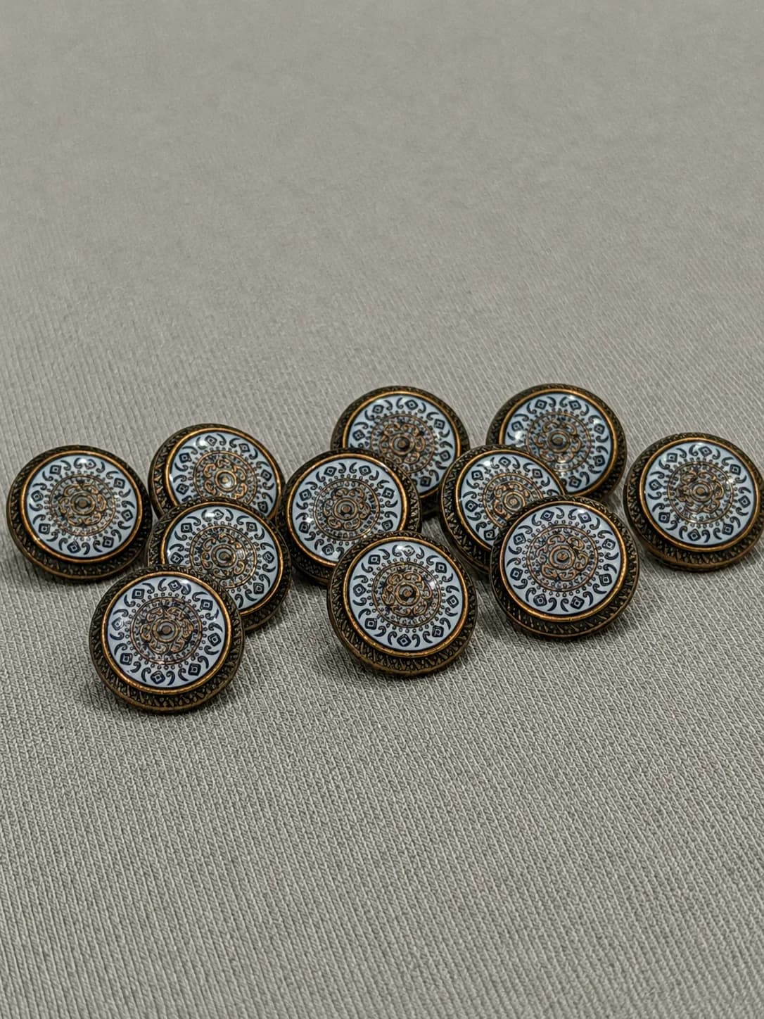 Vintage Mandala Enamel Metal Button – Ivory & Antique Gold Finish overview