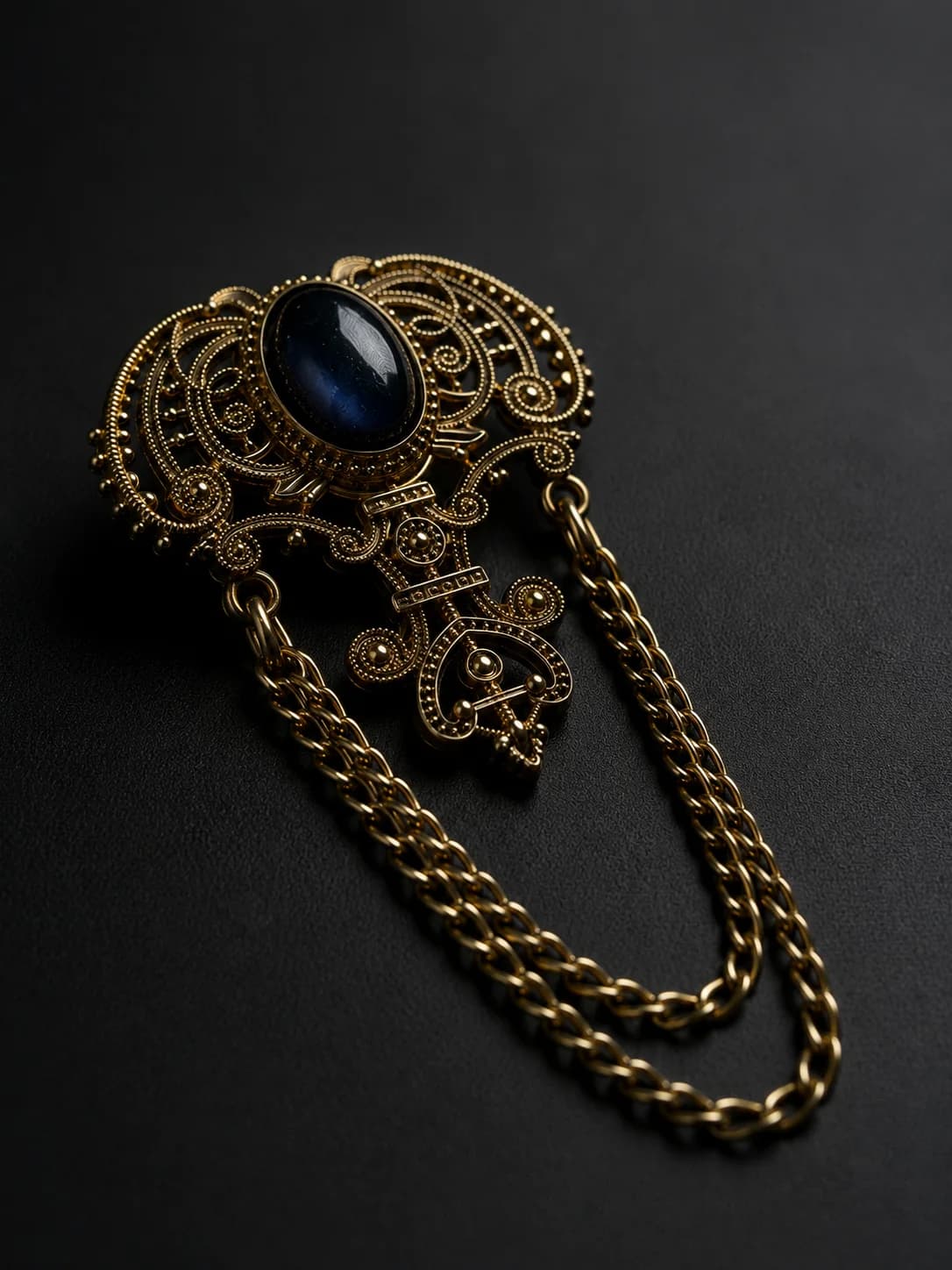 Vintage Royal Chain Brooch Side