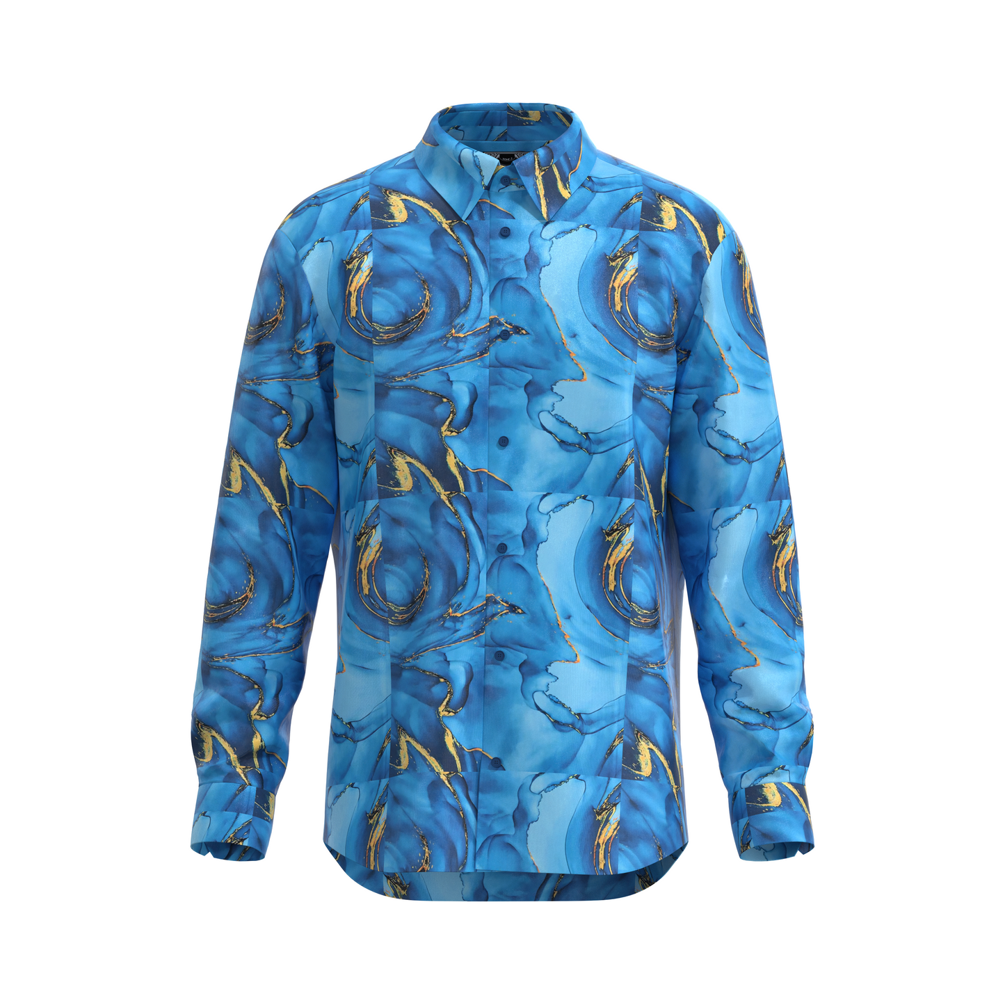 Blue Abstract Floral Dress Shirt