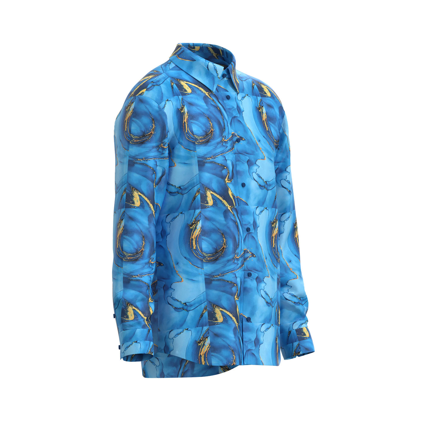 Blue Abstract Floral Dress Shirt