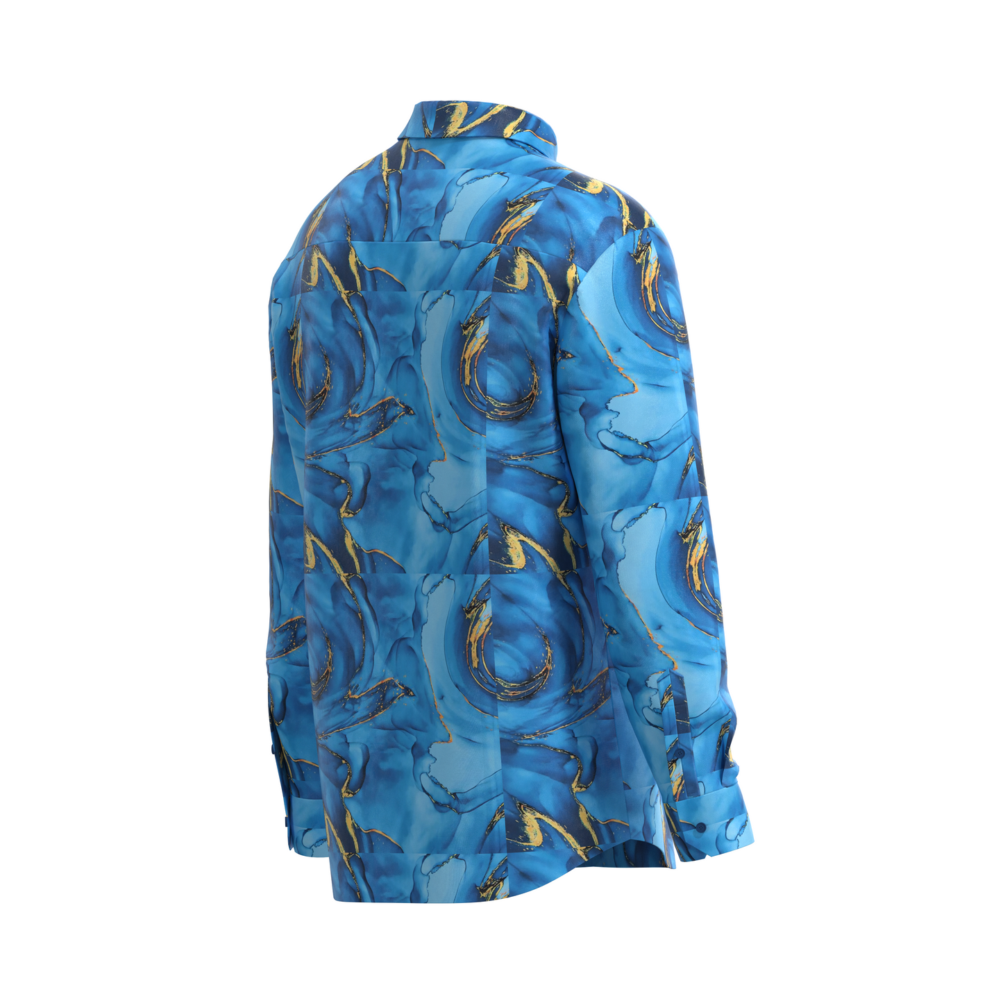 Blue Abstract Floral Dress Shirt