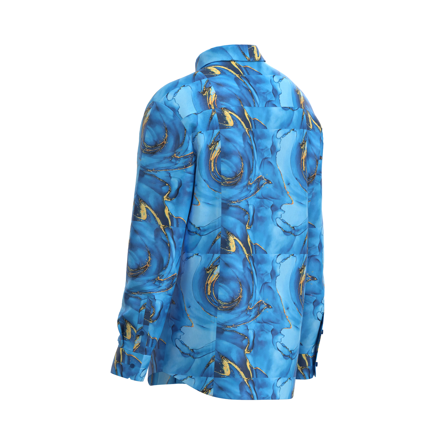 Blue Abstract Floral Dress Shirt