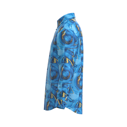 Blue Abstract Floral Dress Shirt