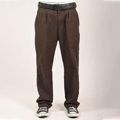 Classic Brown Pleated Trousers