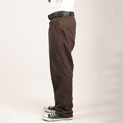 Classic Brown Pleated Trousers