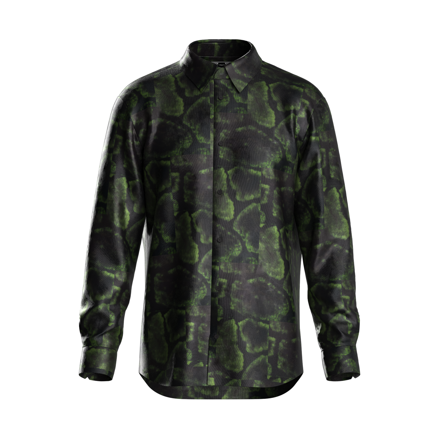 Green Snake Print Dress Shirt