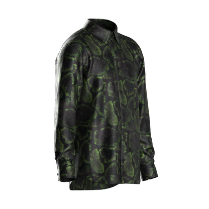 Green Snake Print Dress Shirt