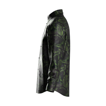 Green Snake Print Dress Shirt