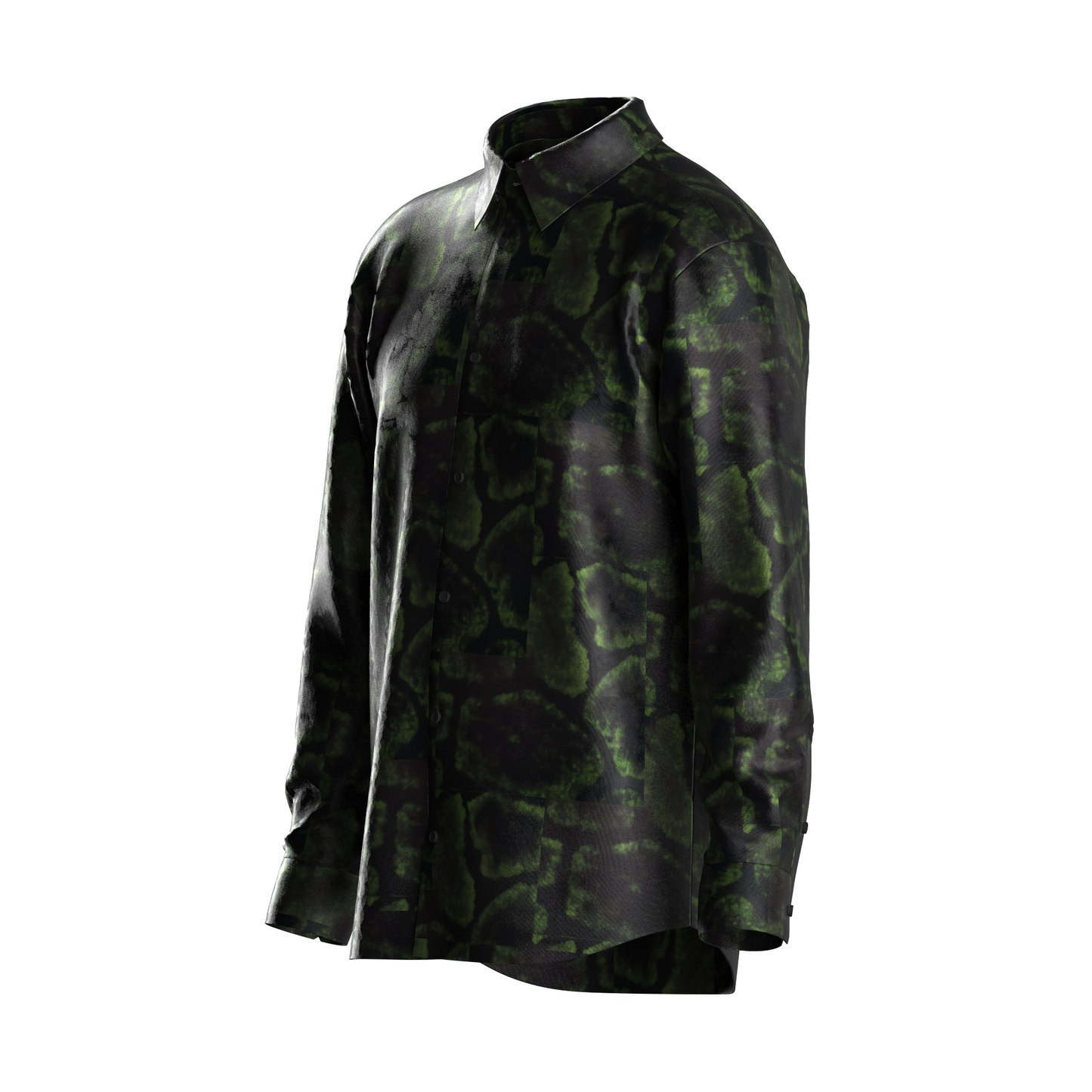 Green Snake Print Dress Shirt