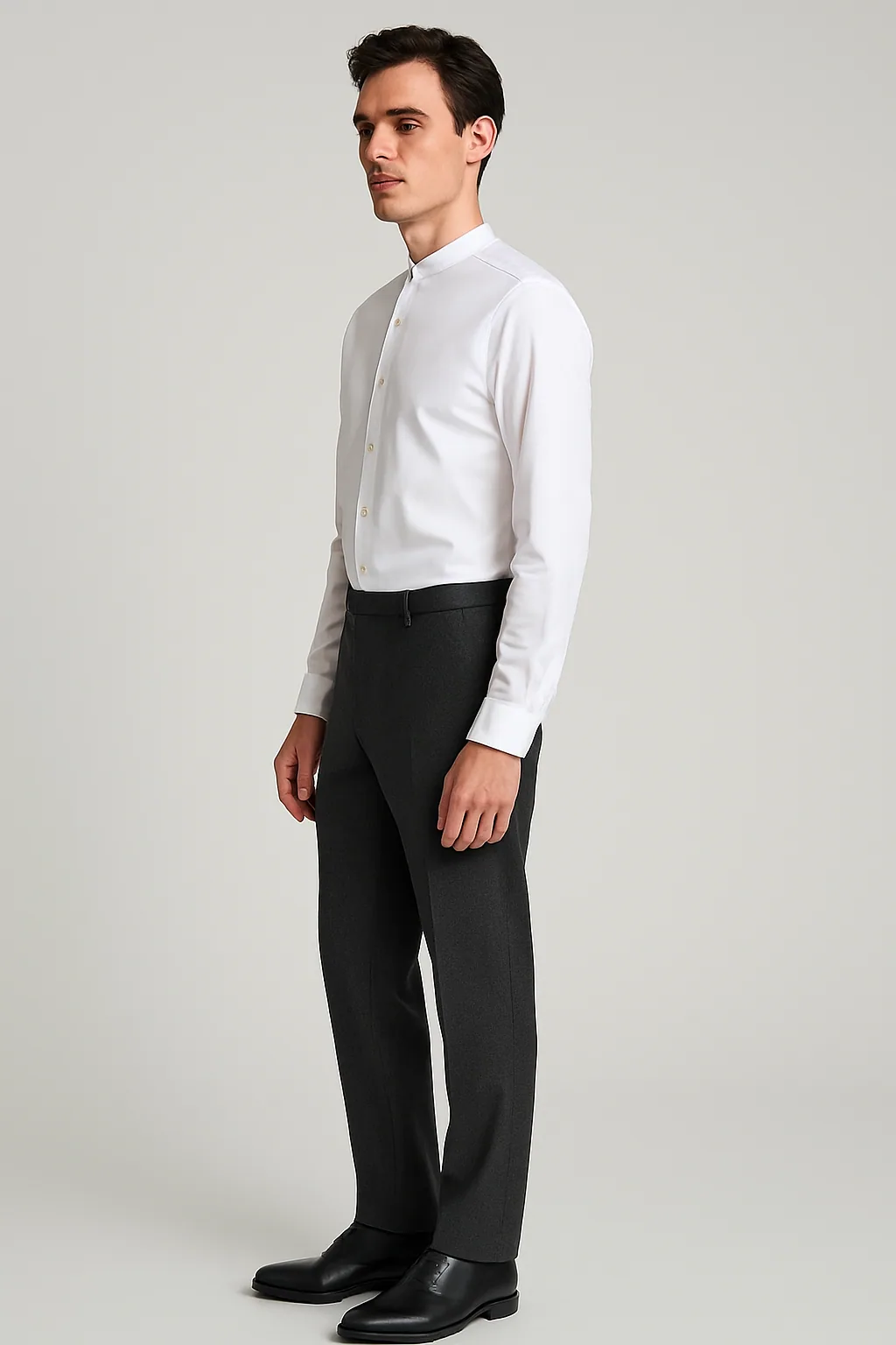 Grandad Collar Poplin Shirt Side