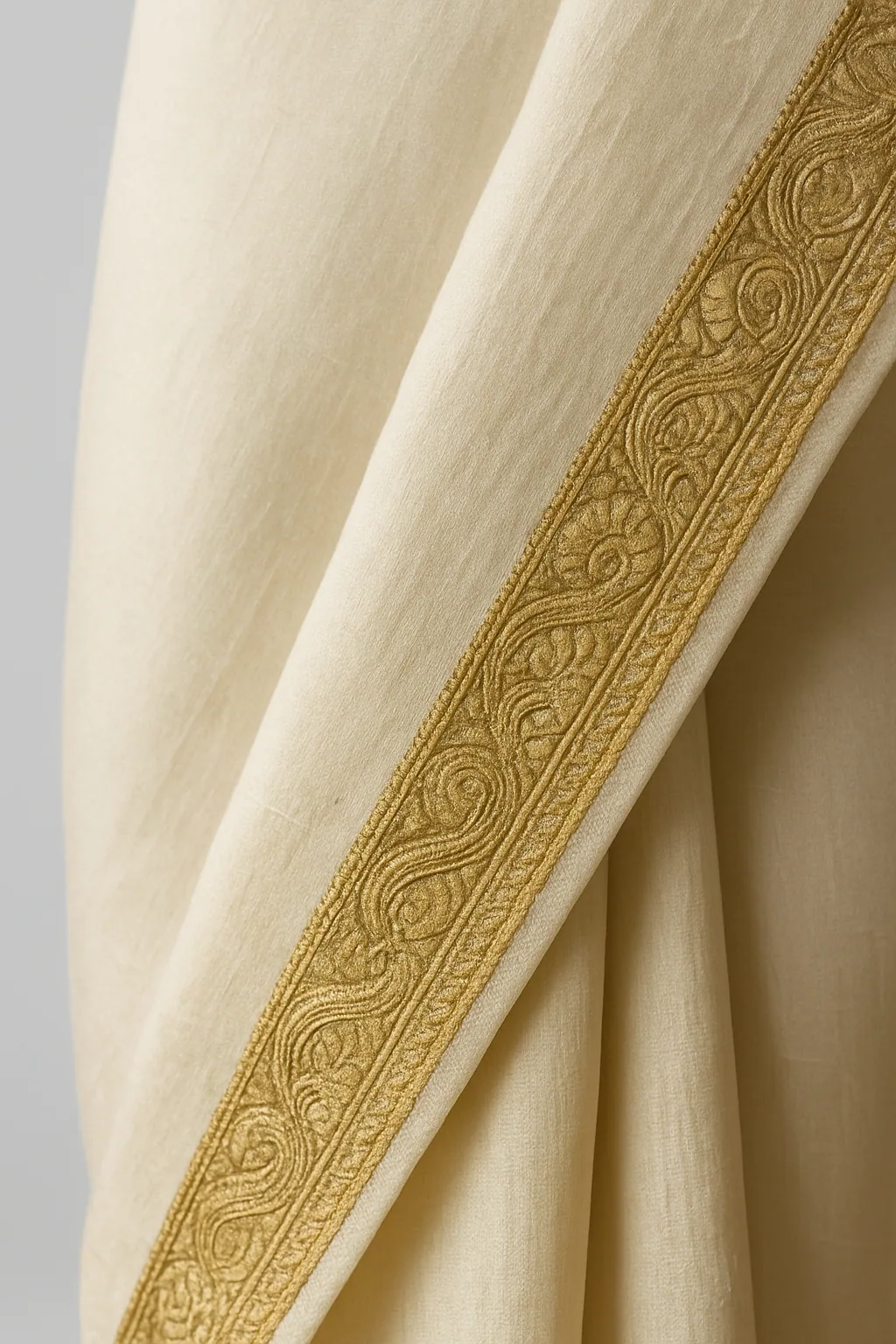 Raw Silk Drape Saree Detail