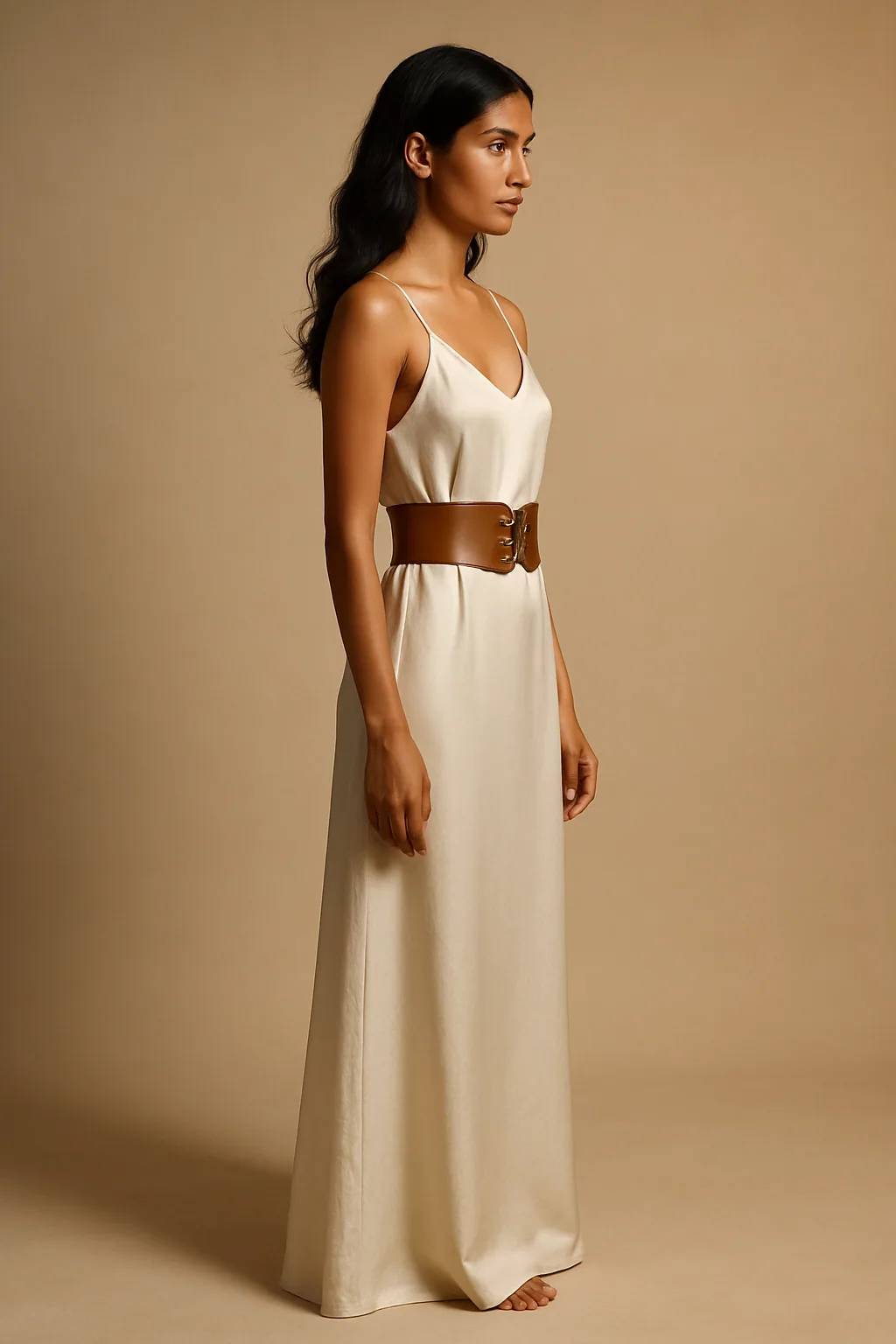 Wide Corseted Calfskin Belt Side